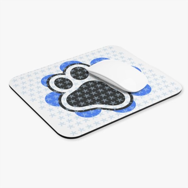 Winter Snowflake Paw Print Mouse Pad