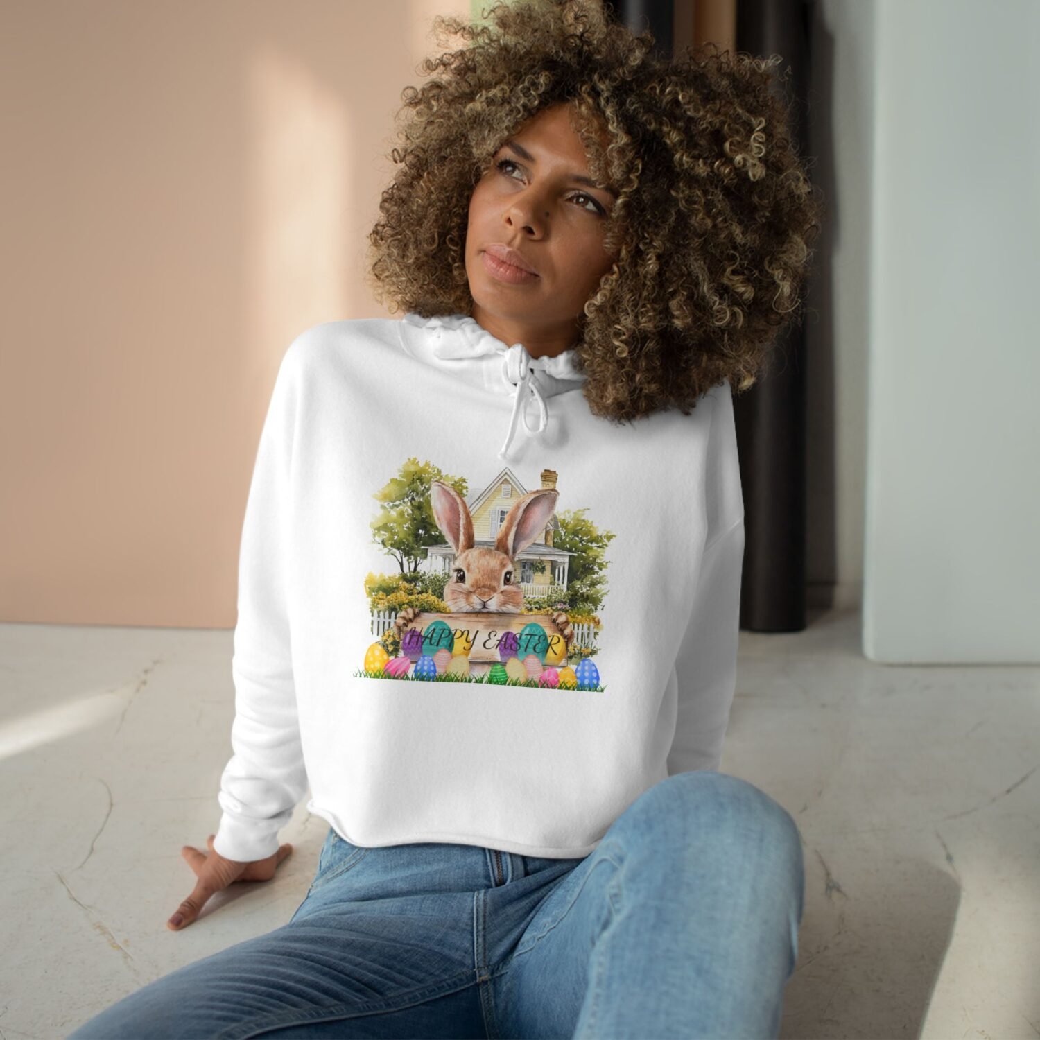 Happy Easter Crop Hoodie
