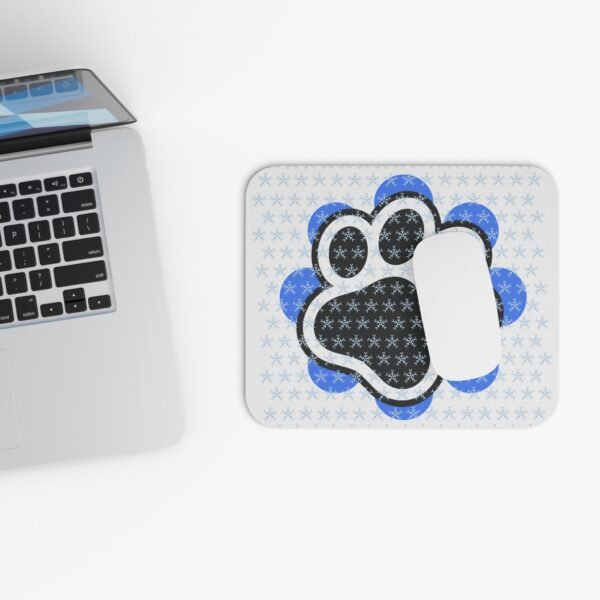 Winter Snowflake Paw Print Mouse Pad