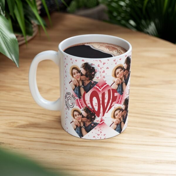 Custom Photos Love Mug - Personalized Ceramic Cup for Couples, Valentine's Day Gift, Anniversary Present