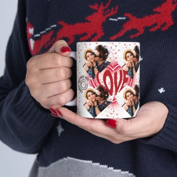 Custom Photos Love Mug - Personalized Ceramic Cup for Couples, Valentine's Day Gift, Anniversary Present