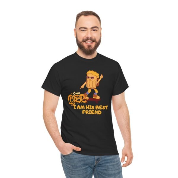 Fun Cartoon Beer Humorous Men Cotton T-Shirt  Best Friend Present