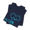 I Love Cats Short Sleeve Tee, Casual Wear Heartbeat Design