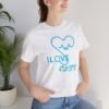 I Love Cats Short Sleeve Tee, Casual Wear Heartbeat Design
