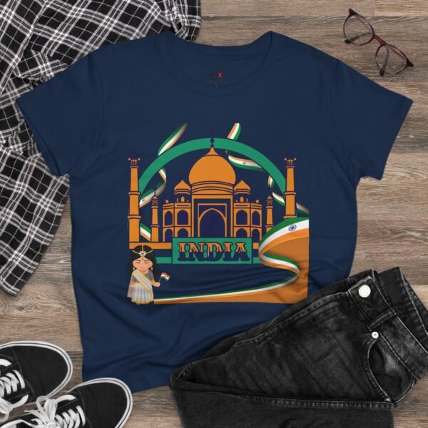 Women's India Design T-Shirt, Travel Souvenir Top, Summer Casual Wear, Cultural Graphic Tee,