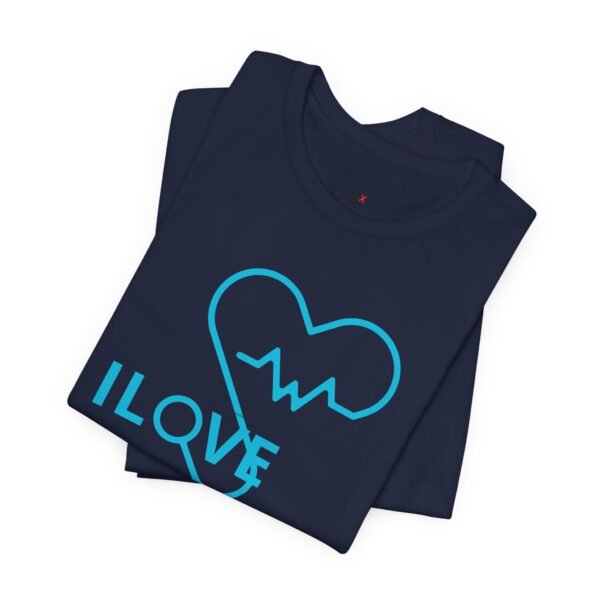 Personalized I Love Cats Short Sleeve Tee, Casual Wear Heartbeat Design
