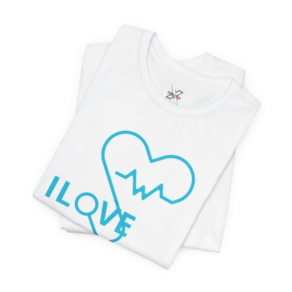 Personalized I Love Cats Short Sleeve Tee, Casual Wear Heartbeat Design