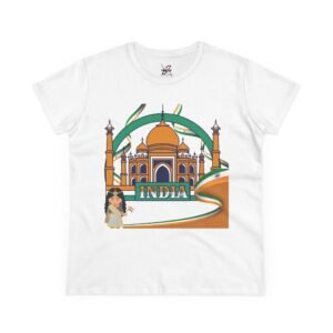 Women's India Design T-Shirt, Travel Souvenir Top, Summer Casual Wear, Cultural Graphic Tee,