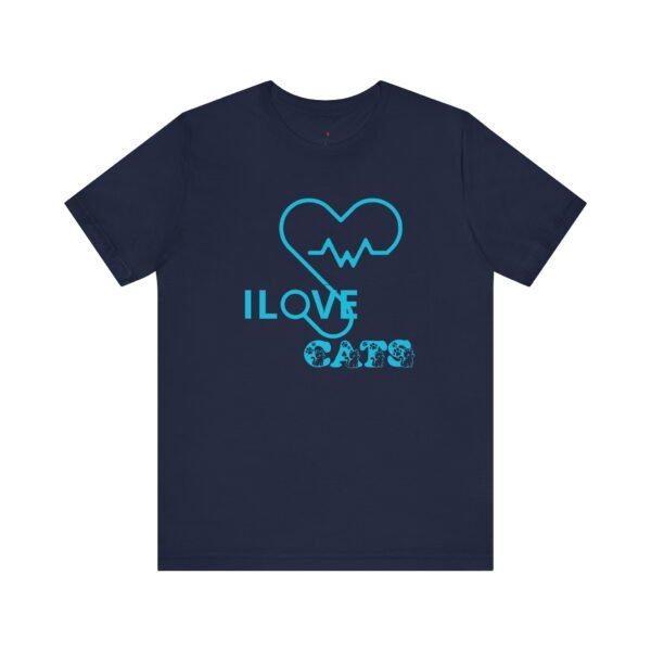 Personalized I Love Cats Short Sleeve Tee, Casual Wear Heartbeat Design
