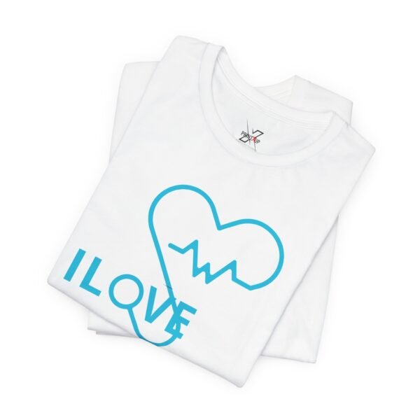 I Love Cats Short Sleeve Tee, Casual Wear Heartbeat Design