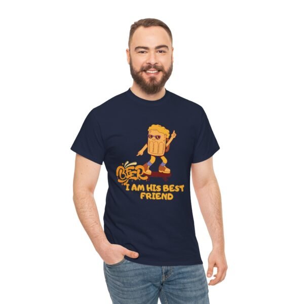 Fun Cartoon Beer Humorous Men Cotton T-Shirt  Best Friend Present