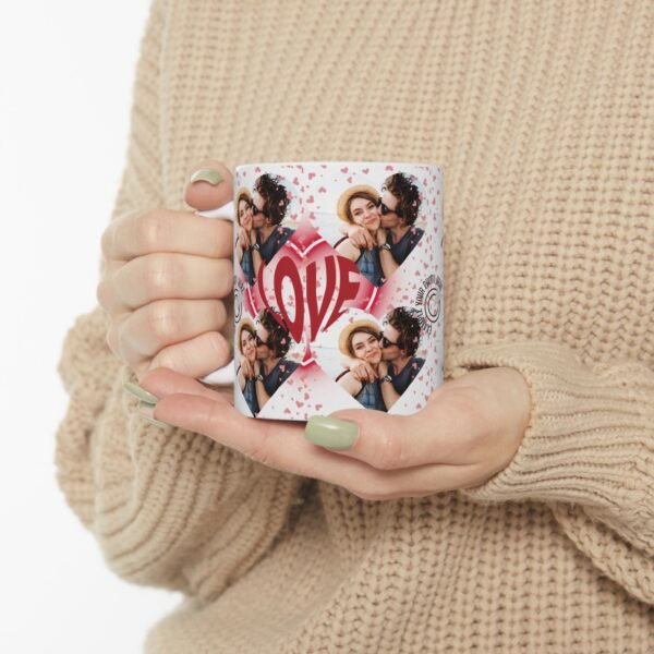 Custom Photos Love Mug - Personalized Ceramic Cup for Couples, Valentine's Day Gift, Anniversary Present