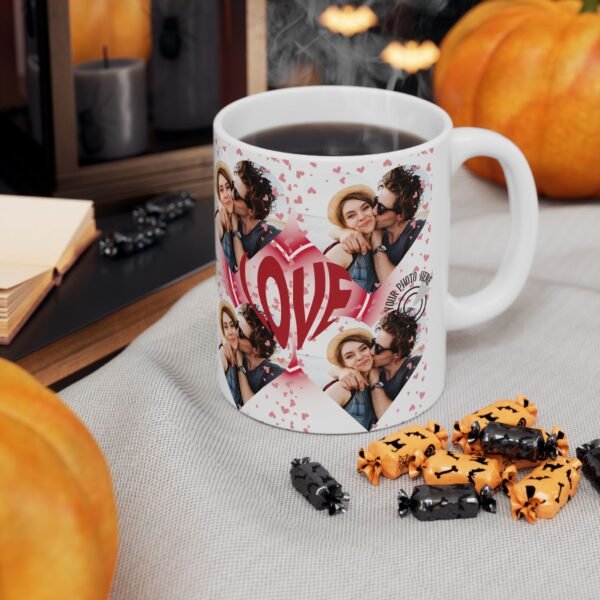 Custom Photos Love Mug - Personalized Ceramic Cup for Couples, Valentine's Day Gift, Anniversary Present