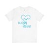 Personalized I Love Cats Short Sleeve Tee, Casual Wear Heartbeat Design
