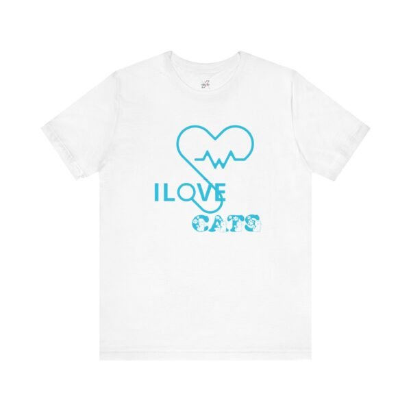 Personalized I Love Cats Short Sleeve Tee, Casual Wear Heartbeat Design