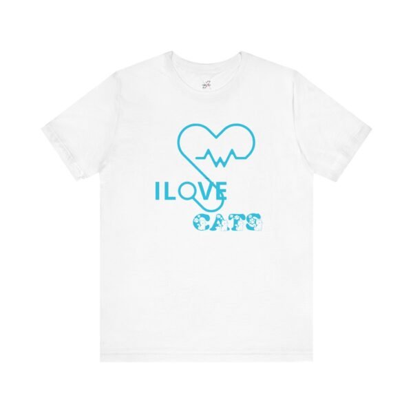 I Love Cats Short Sleeve Tee, Casual Wear Heartbeat Design
