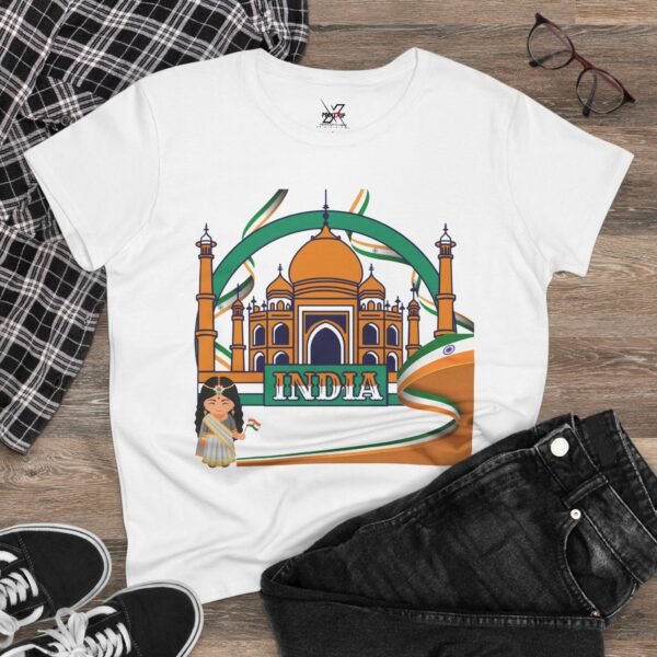 Women's India Design T-Shirt, Travel Souvenir Top, Summer Casual Wear, Cultural Graphic Tee,