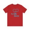 I Love Cats Short Sleeve Tee, Casual Wear Heartbeat Design