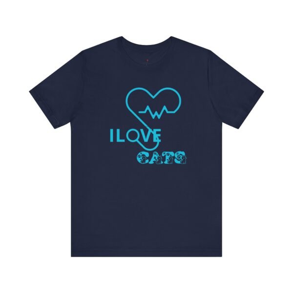 I Love Cats Short Sleeve Tee, Casual Wear Heartbeat Design