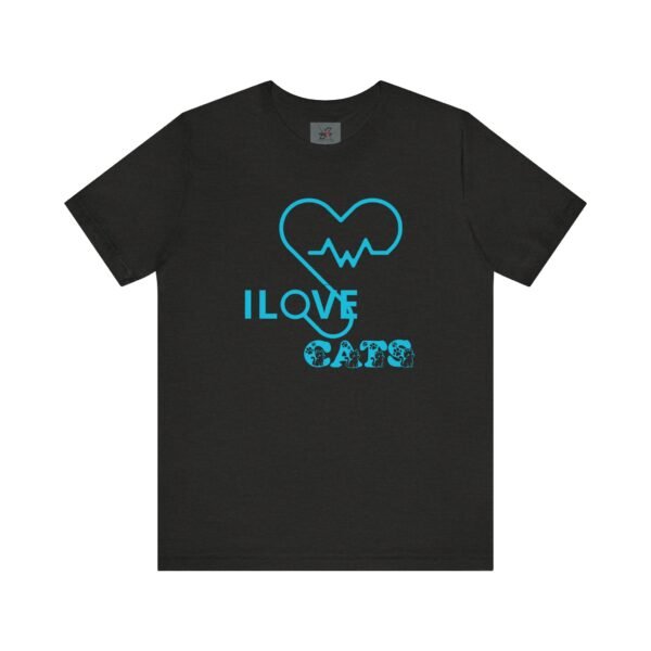 I Love Cats Short Sleeve Tee, Casual Wear Heartbeat Design