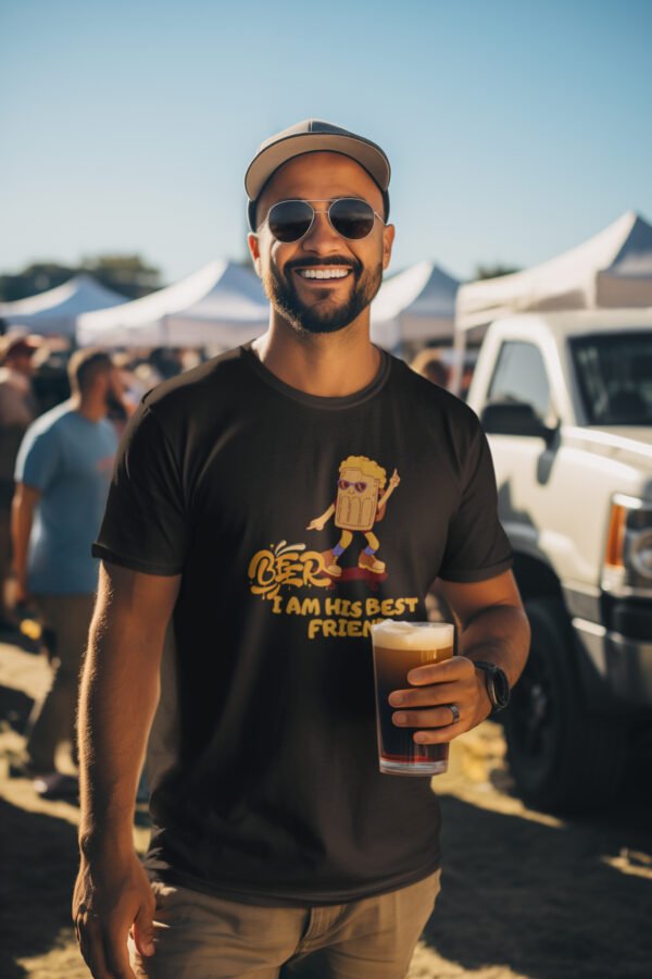 Fun Cartoon Beer Humorous Men Cotton T-Shirt  Best Friend Present