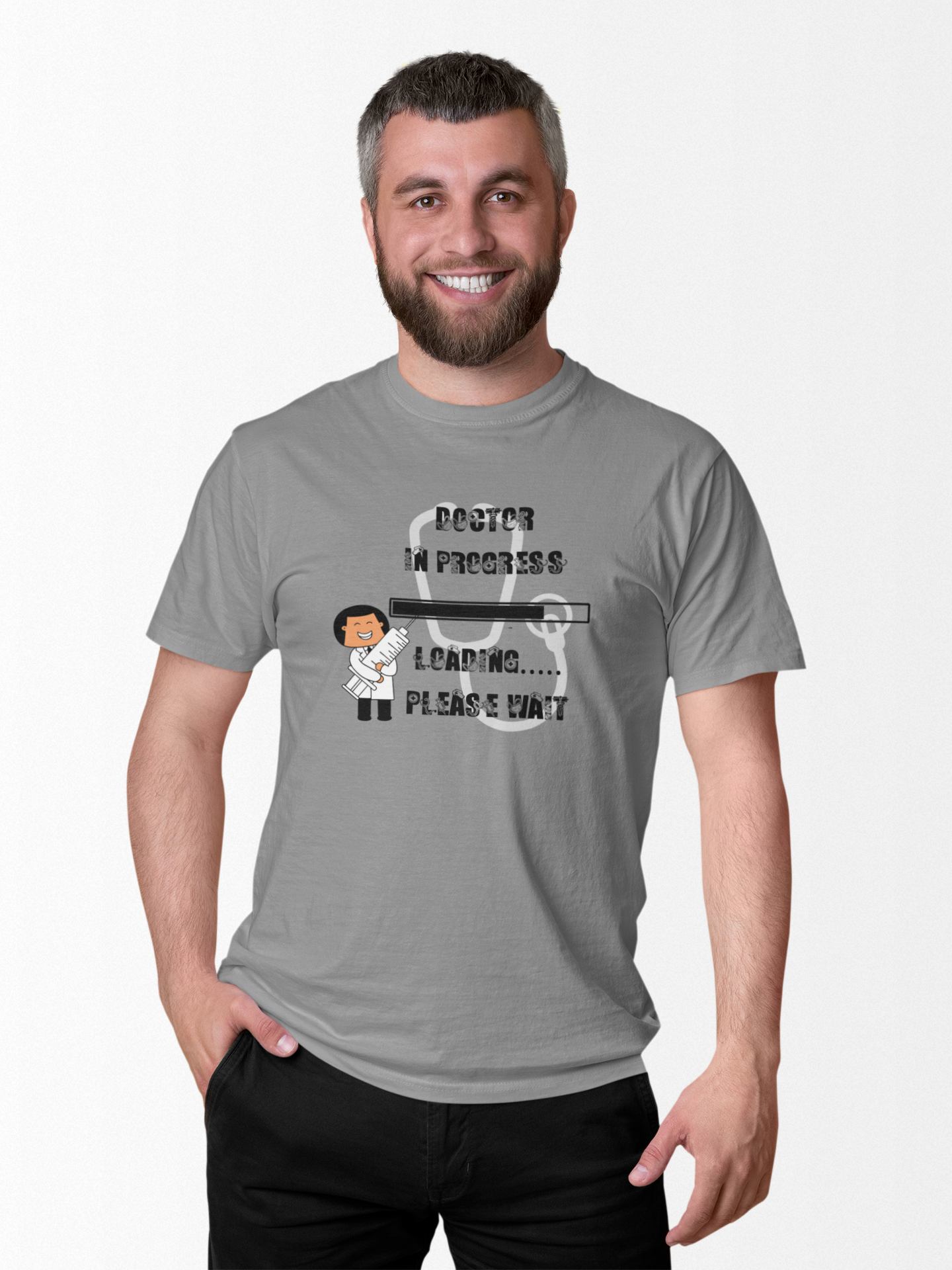 Funny Doctor Loading Graphic Tee, Casual Wear