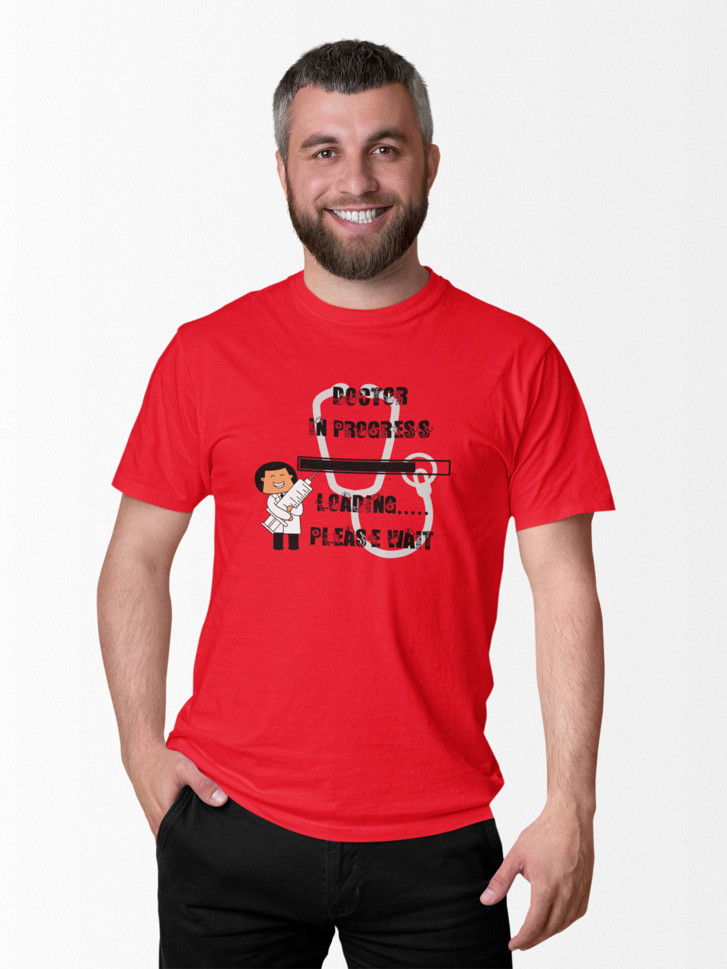 Funny Doctor Loading Graphic Tee, Casual Wear