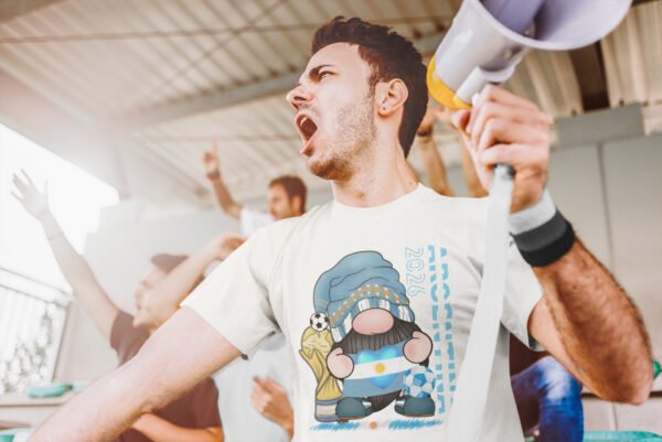 t-shirt-mockup-of-a-man-watching-a-soccer-match-holding-a-megaphone-43810-r-el2 Argentina Soccer Fan, Unisex Cotton Shirt for Game Day