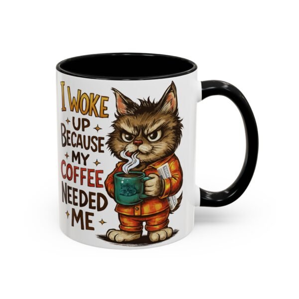 Funny Cat Coffee Mug, Perfect for Cat Lovers, Coffee Addicts, and Gifts - Black Accent Mug, Cute Gift for Birthdays, Holidays