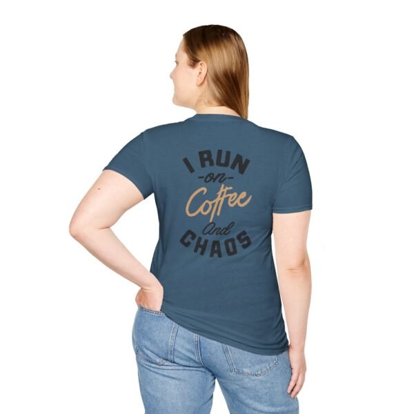Coffee and Chaos Unisex Softstyle T-Shirt, Casual Wear, Gift for Coffee Lovers, Funny Tee, Everyday Apparel