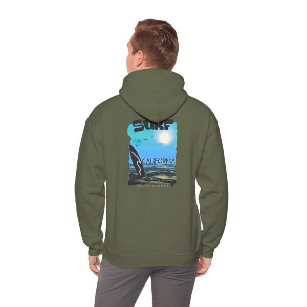 11075520682418576531_2048.jpeg Surf California Unisex Hoodie, Cozy Surfing Sweatshirt for Beach Lovers, Ideal for Summer, Gift for Surfers, Relaxed Casual Style