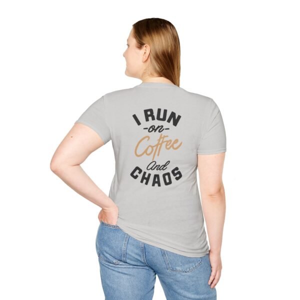 Coffee and Chaos Unisex Softstyle T-Shirt, Casual Wear, Gift for Coffee Lovers, Funny Tee, Everyday Apparel