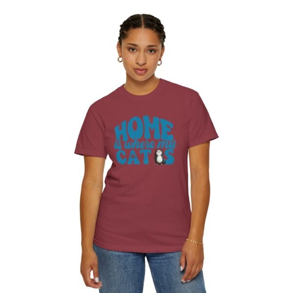 Home is Where My Cats Unisex Garment-Dyed T-Shirt, Cat Lover Tee, Gift for Cat Owners, Cute Pet Shirt
