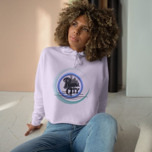 Chic Crop Hoodie with Retro 'Panama City' Design, Casual Wear, Summer Fashion, Gift for Travelers, Beach Vibes