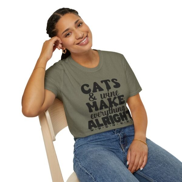 Cats Wine Make Everything Alright T-Shirt, Cat Lover Gift, Wine Enthusiast Shirt, Funny Tee, Gift for Her
