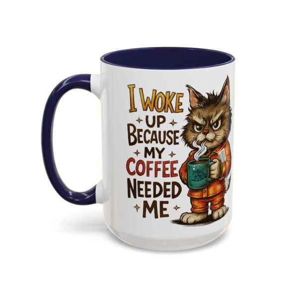 Funny Cat Coffee Mug, Perfect for Cat Lovers, Coffee Addicts, and Gifts - Black Accent Mug, Cute Gift for Birthdays, Holidays