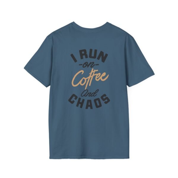 Coffee and Chaos Unisex Softstyle T-Shirt, Casual Wear, Gift for Coffee Lovers, Funny Tee, Everyday Apparel