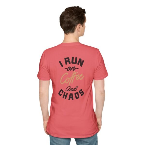 Coffee and Chaos Unisex Softstyle T-Shirt, Casual Wear, Gift for Coffee Lovers, Funny Tee, Everyday Apparel