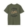 Coffee and Chaos Unisex Softstyle T-Shirt, Casual Wear, Gift for Coffee Lovers, Funny Tee, Everyday Apparel