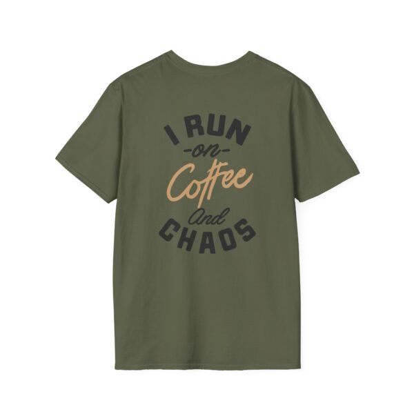 Coffee and Chaos Unisex Softstyle T-Shirt, Casual Wear, Gift for Coffee Lovers, Funny Tee, Everyday Apparel