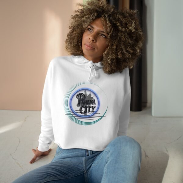 Chic Crop Hoodie with Retro 'Panama City' Design, Casual Wear, Summer Fashion, Gift for Travelers, Beach Vibes