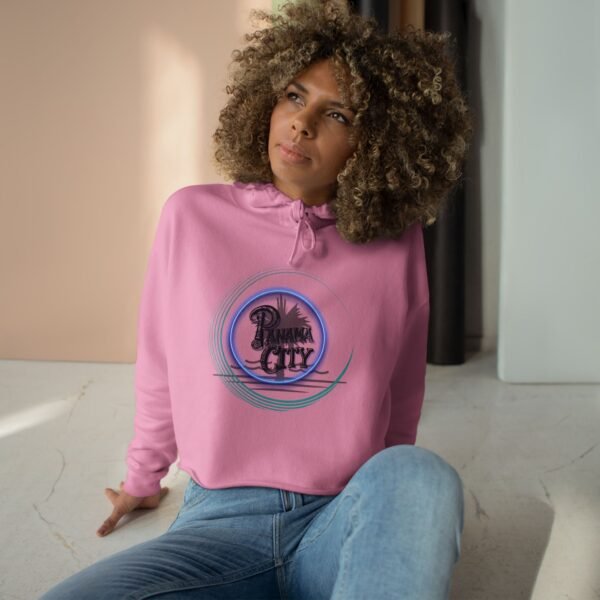 Chic Crop Hoodie with Retro 'Panama City' Design, Casual Wear, Summer Fashion, Gift for Travelers, Beach Vibes