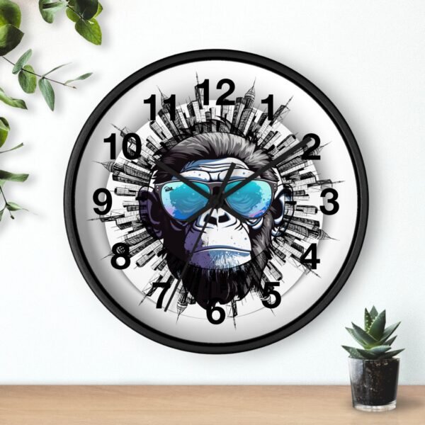 Urban Gorilla Wall Clock, Cool Home Decor, Funky Gift for Him, Modern Art Timepiece, Unique Wall Art for Living Room