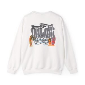 Hawaii Beach Vintage Unisex Crewneck Sweatshirt – Cozy Pullover for Surf Lovers, Travel Days & Casual Island Vibes – Retro Graphic Design