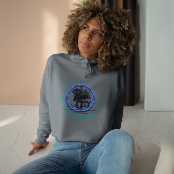 Chic Crop Hoodie with Retro 'Panama City' Design, Casual Wear, Summer Fashion, Gift for Travelers, Beach Vibes