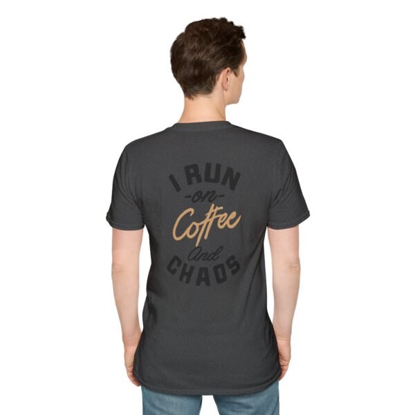Coffee and Chaos Unisex Softstyle T-Shirt, Casual Wear, Gift for Coffee Lovers, Funny Tee, Everyday Apparel