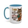 Funny Cat Coffee Mug, Perfect for Cat Lovers, Coffee Addicts, and Gifts - Black Accent Mug, Cute Gift for Birthdays, Holidays
