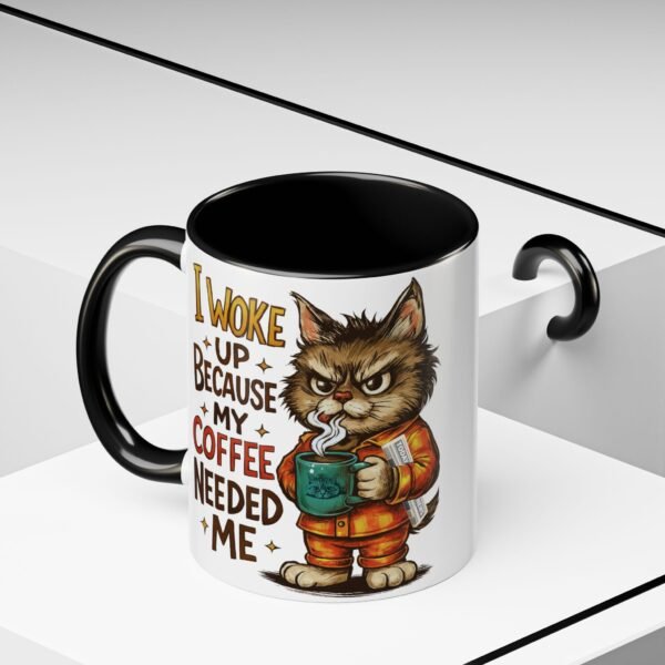 Funny Cat Coffee Mug, Perfect for Cat Lovers, Coffee Addicts, and Gifts - Black Accent Mug, Cute Gift for Birthdays, Holidays