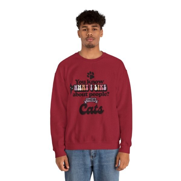 "What I Like About People? Their Cats" Crewneck Sweatshirt Cozy Gifts for Cat Lovers, Unisex Sweatshirt, Perfect for Pet Lovers
