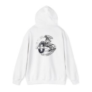 Comfortable Unisex Heavy Blend Hoodie with Bold Motorcycle Design, Perfect for Casual Wear, Gifts, Cycling Events, and Cozy Days